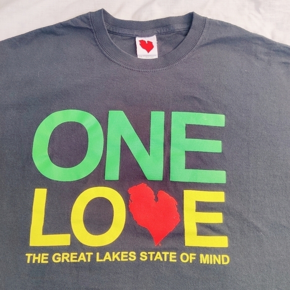 Other - One Love, Great Lakes Men's Tee T-shirt Size 2XL XXL Rasta Black Cotton Michigan